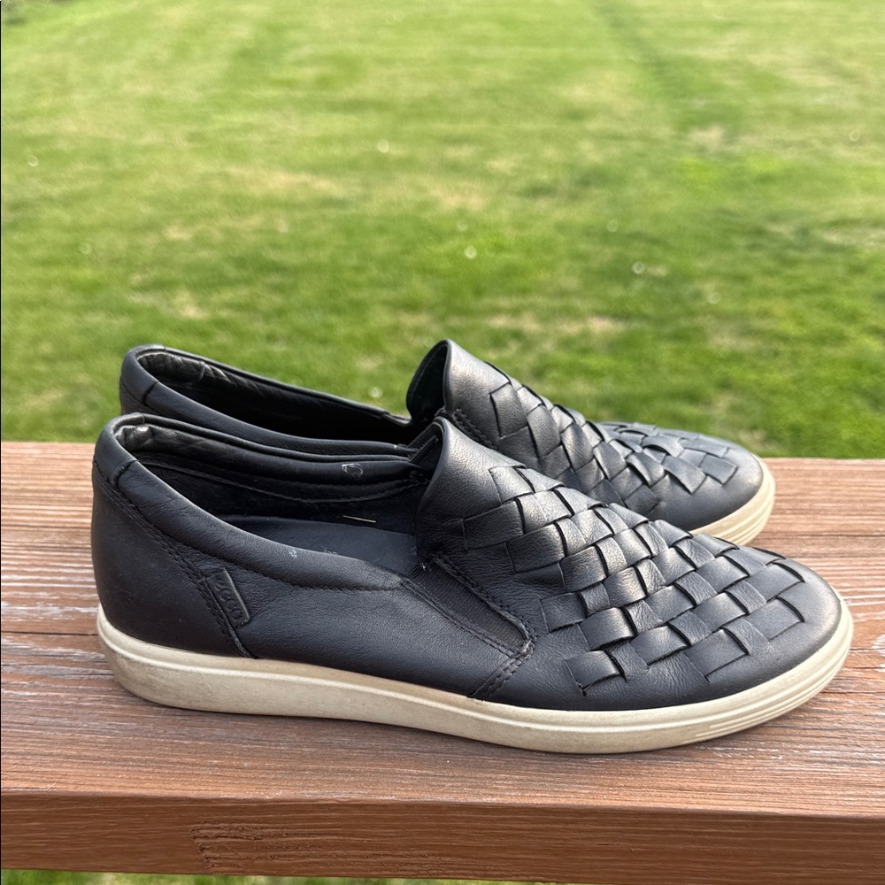 Ecco Soft 7 Leather Slip On Sneakers Black Size 39